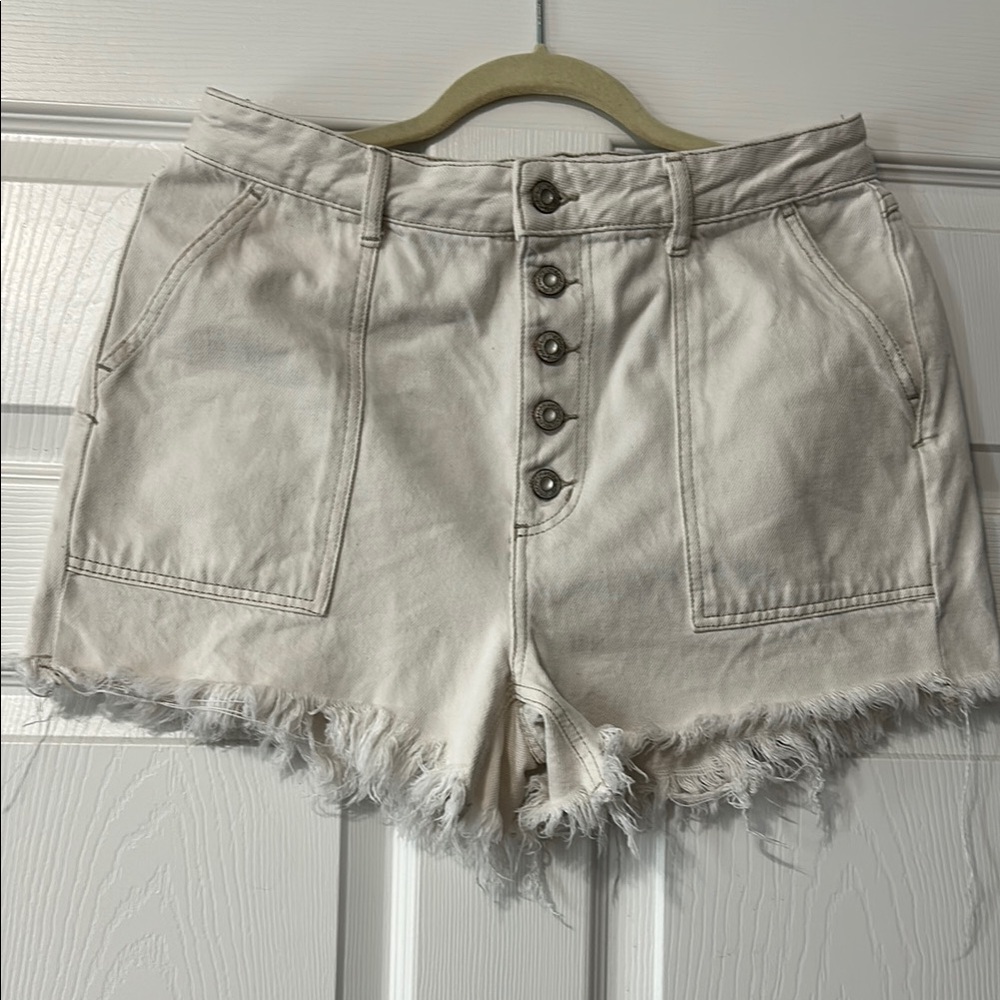 We The Free Ivory Button-Up Shorts